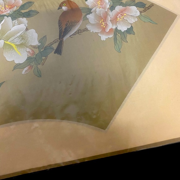 Vintage Bird Painting, Of Bird Sitting On Branch With Floral Scene - Picture 2 of 7